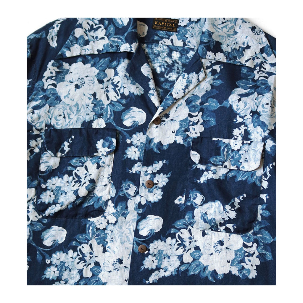Japanese casual disconnect blue flower breasted loose long-sleeved shirt jacket