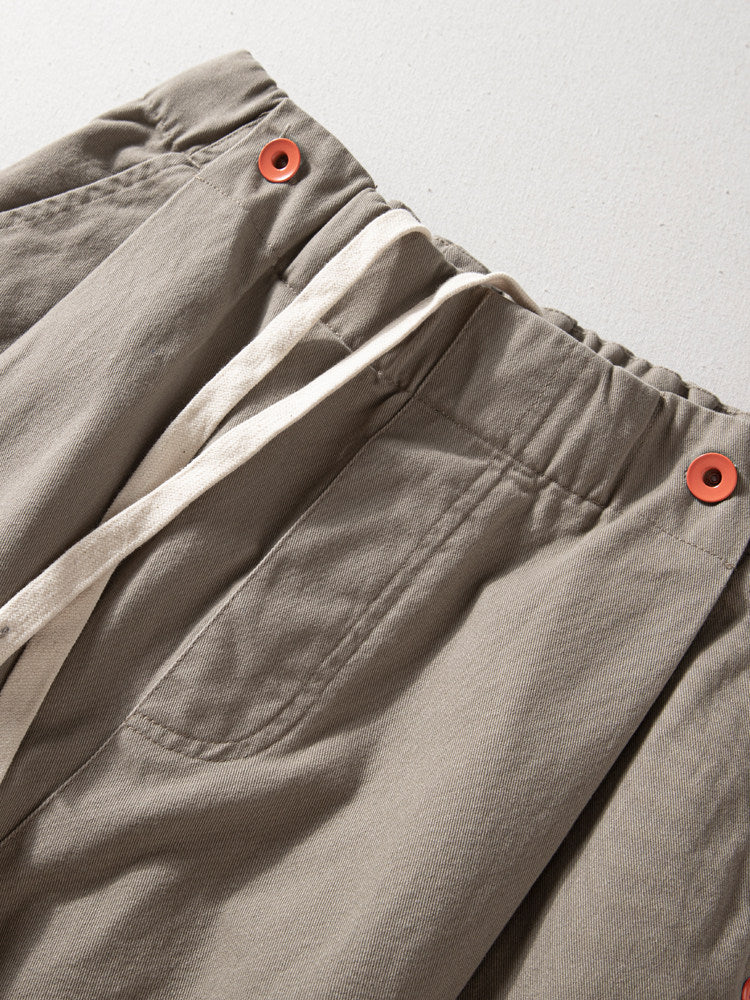 Wide-Leg Cotton Pants – Pleated Elastic Waist | Yamalinclothes | Vintage workwear outfit