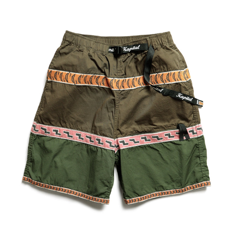 tiger pattern color matching pure cotton breathable loose men's and women's casual shorts
