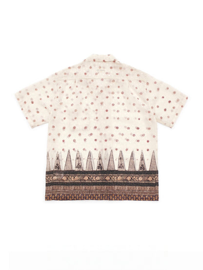 26SS Japanese Artisan Hawaiian Snowflake Print Cuban Collar Short-Sleeved Shirt | Japanese vintage | yamalin clothes | Yamalinclothes