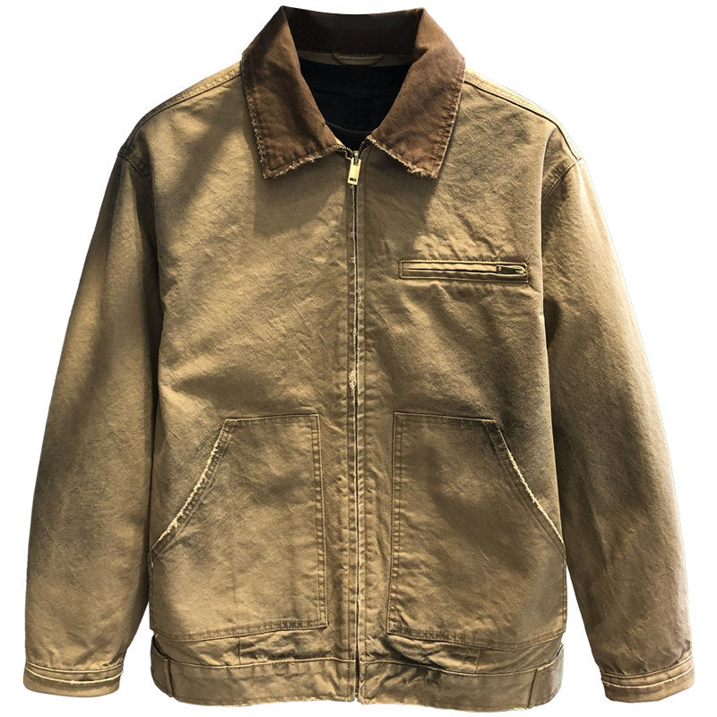 Detroit Vintage Heavy Cotton Cargo Jacket Men – American Workwear Lapel Barn Coat | Japanese vintage | yamalin clothes | Yamalinclothes