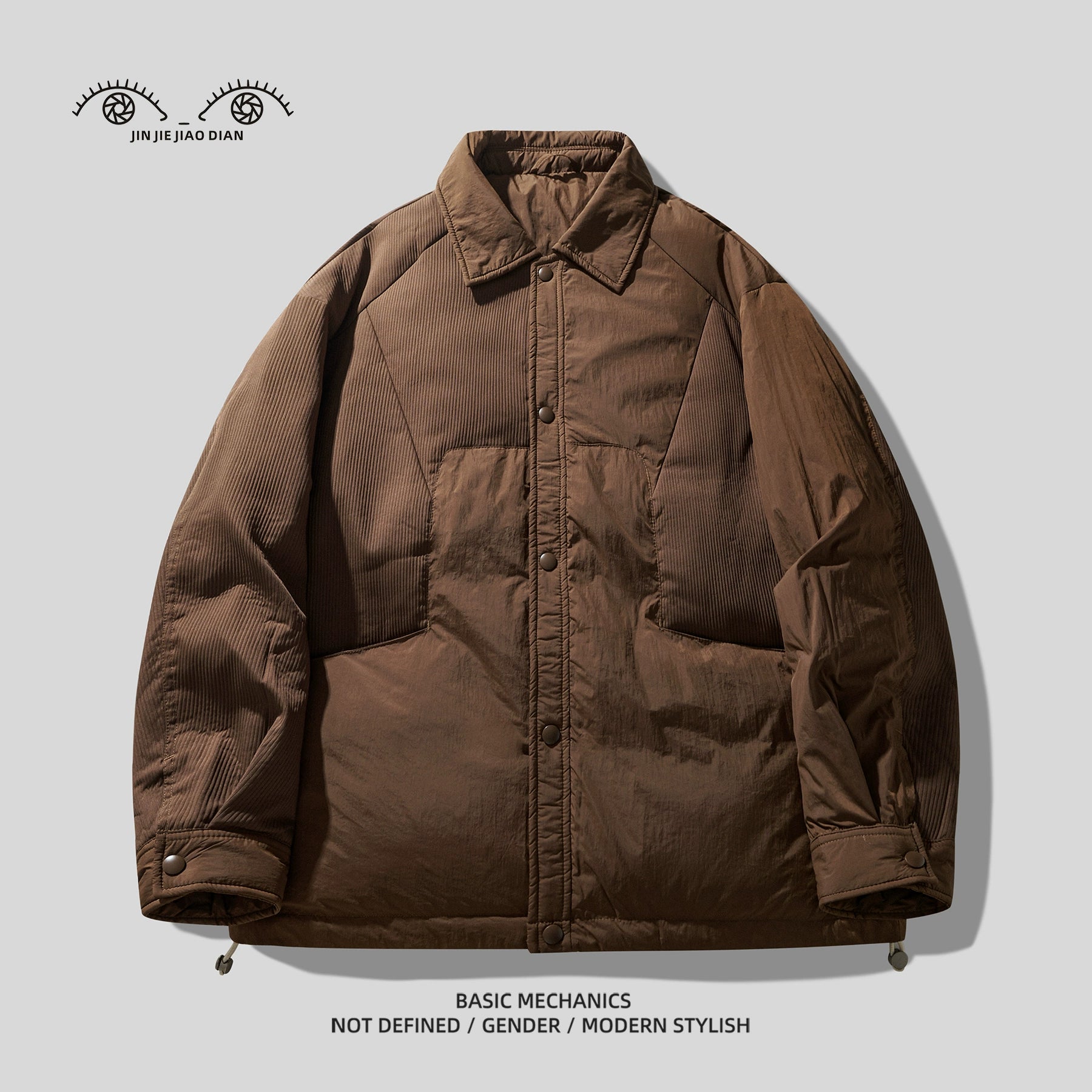 Vintage Patchwork 90% Duck Down Shirt Jacket – Contrasting Texture (Unisex)