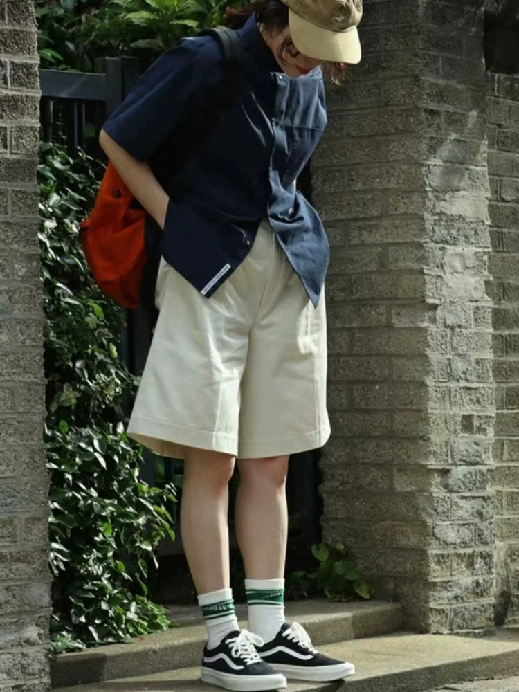 Japanese fashion retro casual loose all-matching trend short-sleeved shirt