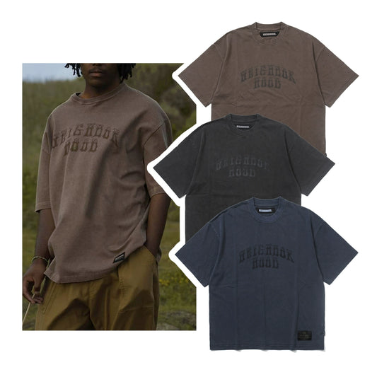 Japanese retro washed old heavy dyed vintage loose short sleeve T-shirt
