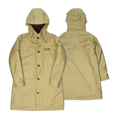 Heavy Wool Hooded Deck Parka – Long Padded Military-Style Jacket