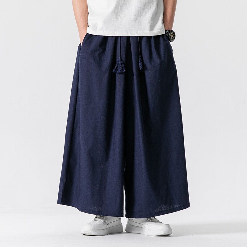 Cotton Linen Wide-Leg Pants – Japanese Bell Bottom Loose Unisex – Japanese vintage | fall outfits 2026 | fall winter outfits | classy winter outfits | lazy comfy outfits | japanese streetwear | vintage workwear | yamalin clothes | Yamalinclothes