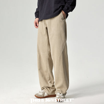 Japanese Heavy Corduroy Wide Leg Pants – Loose Straight Washed Slacks for Men | Japanese vintage | yamalin clothes | Yamalinclothes