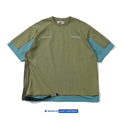 Summer Japanese cityboy men's loose casual round collar short-sleeved T-shirt