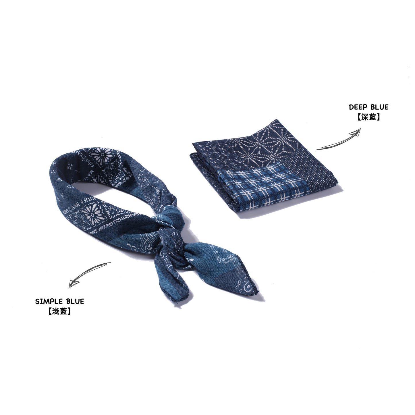 Indigo Paisley Patchwork Bandana – Vintage Cotton Square Scarf