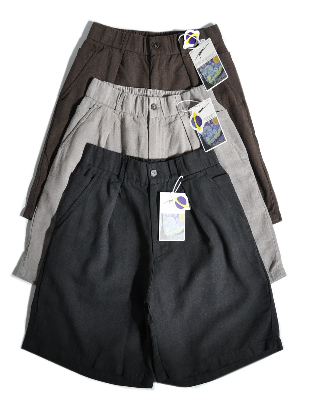 Ramie pendulous profile shorts loose wide leg casual tencel pants