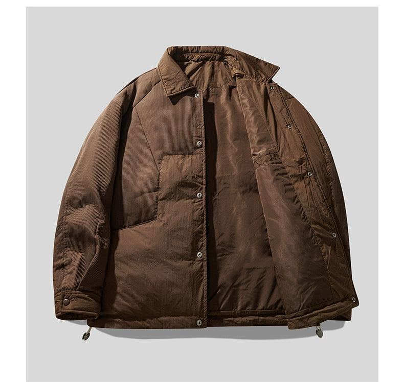 Vintage Patchwork 90% Duck Down Shirt Jacket – Contrasting Texture (Unisex)