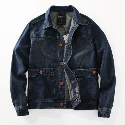 Washed Denim Jacket – Vintage Double Pocket – Coats Jackets | japanese streetwear | vintage workwear | unisex | Yamalinclothes