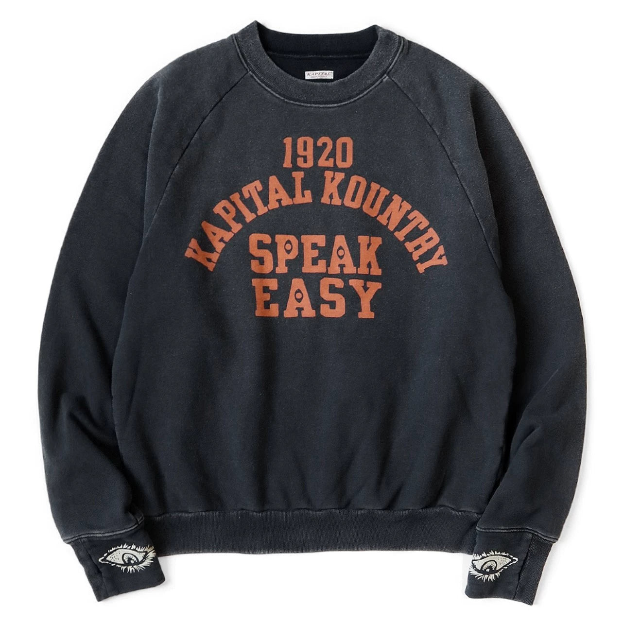 Kapital 25SS Japanese Casual Sweatshirt - Eye Print Distressed Loose Crewneck Pullover