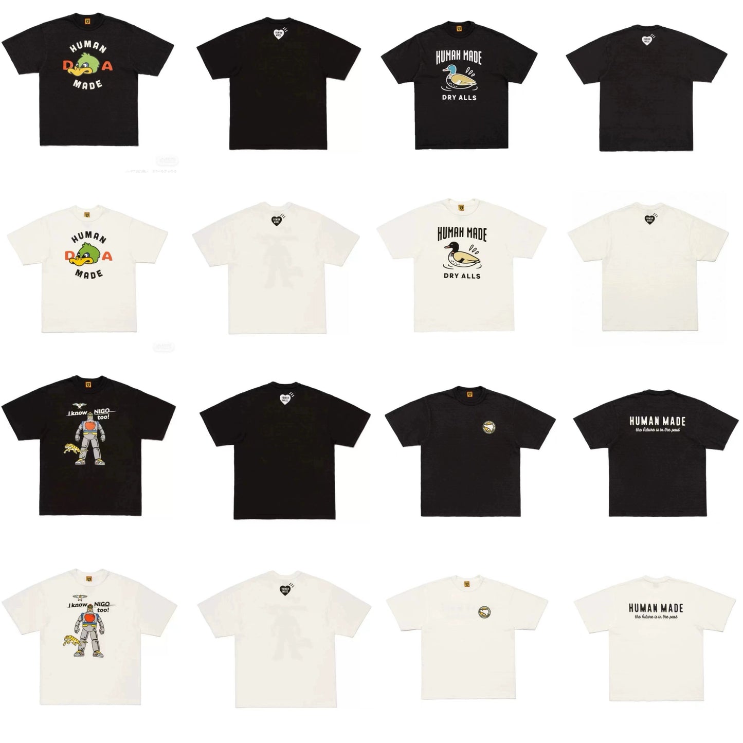 Japanese slub cotton summer animal cute print short-sleeved T-shirt weight 280g