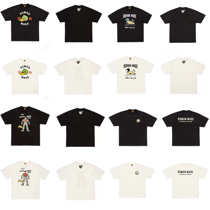 Japanese slub cotton summer animal cute print short-sleeved T-shirt weight 280g