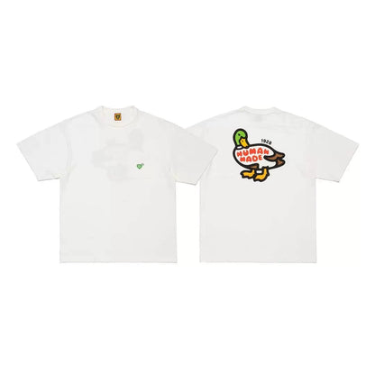 Japanese slub cotton summer animal cute print short-sleeved T-shirt weight 280g