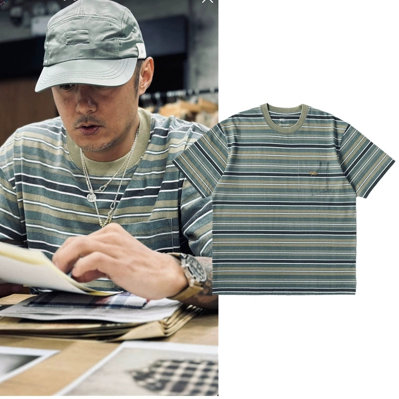 Summer striped short-sleeved T-shirt for men and women round neck 280g heavy T-shirt