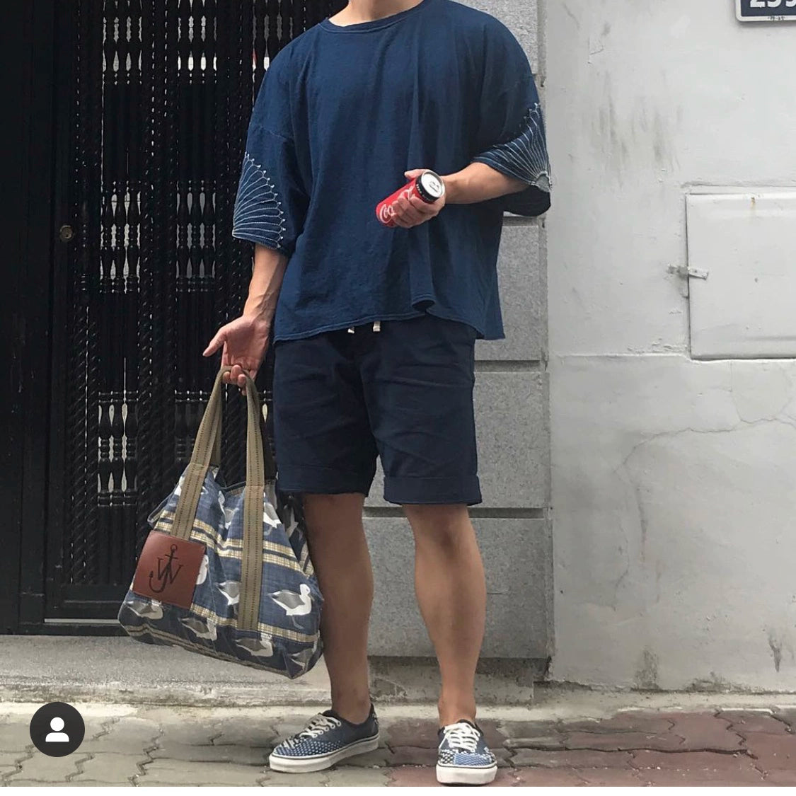 Tianzhu cotton embroidery pattern men and women same paragraph five-point sleeve T-shirt short sleeve