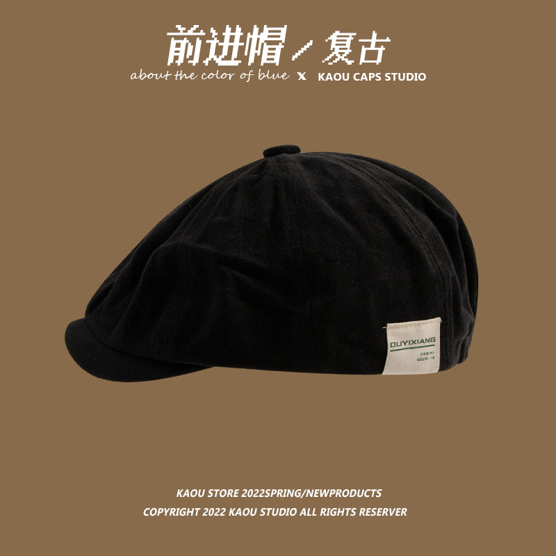 Japanese retro forward hat front and back can wear peaked hat, men's khaki newsboy hat, hipster beret female painter hat