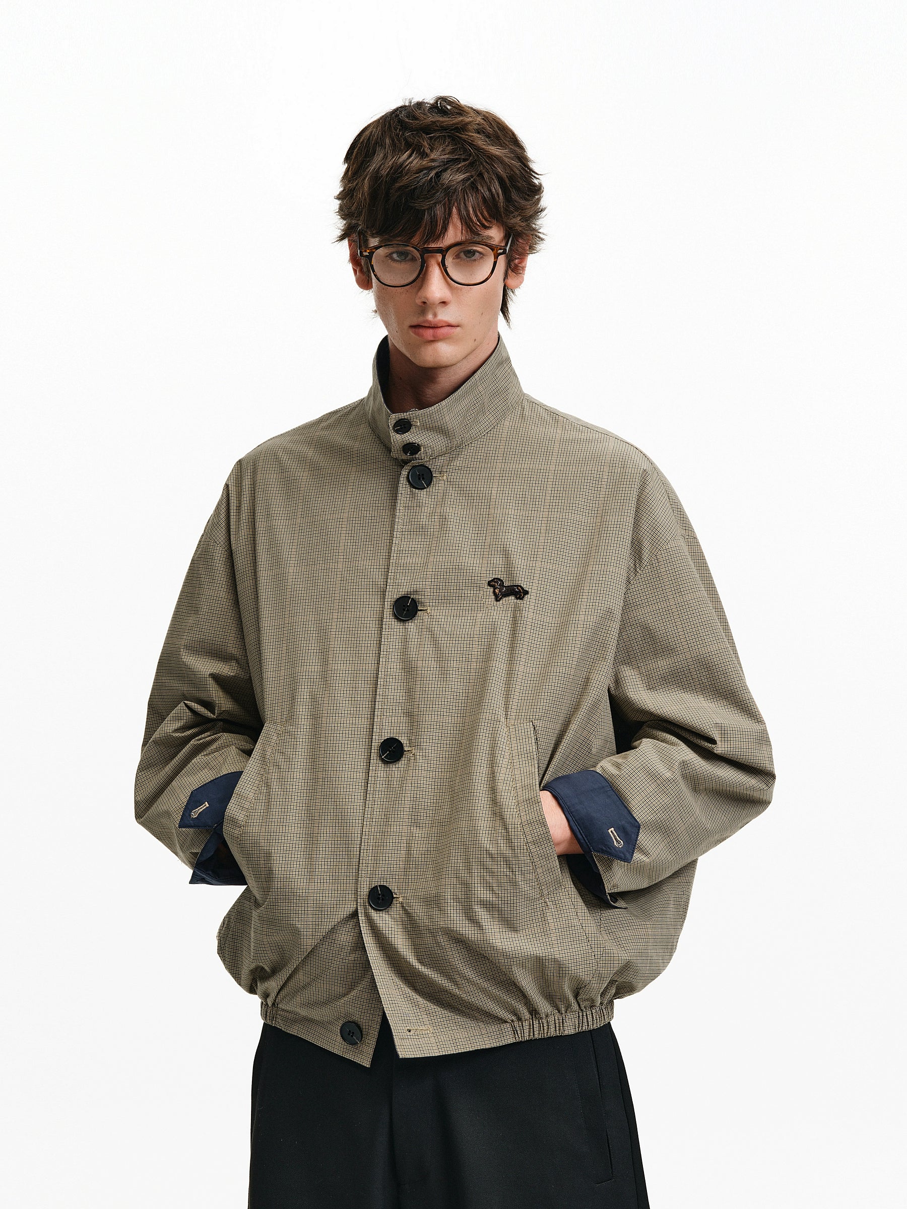 Plaid Structured Trench Coat – Retro Loose Contrast-Color (Unisex)