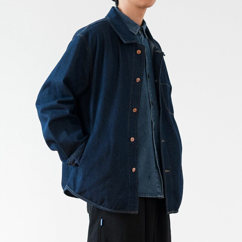 Vintage Denim Work Shirt Jacket – Loose Fit Japanese Style Cargo Shirt for Men – Japanese vintage | yamalin clothes | Yamalinclothes