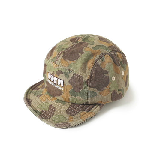 American vintage camouflage soft-brim five-piece baseball cap, versatile brim baseball cap for men and women, workwear outdoor camping trendy hat