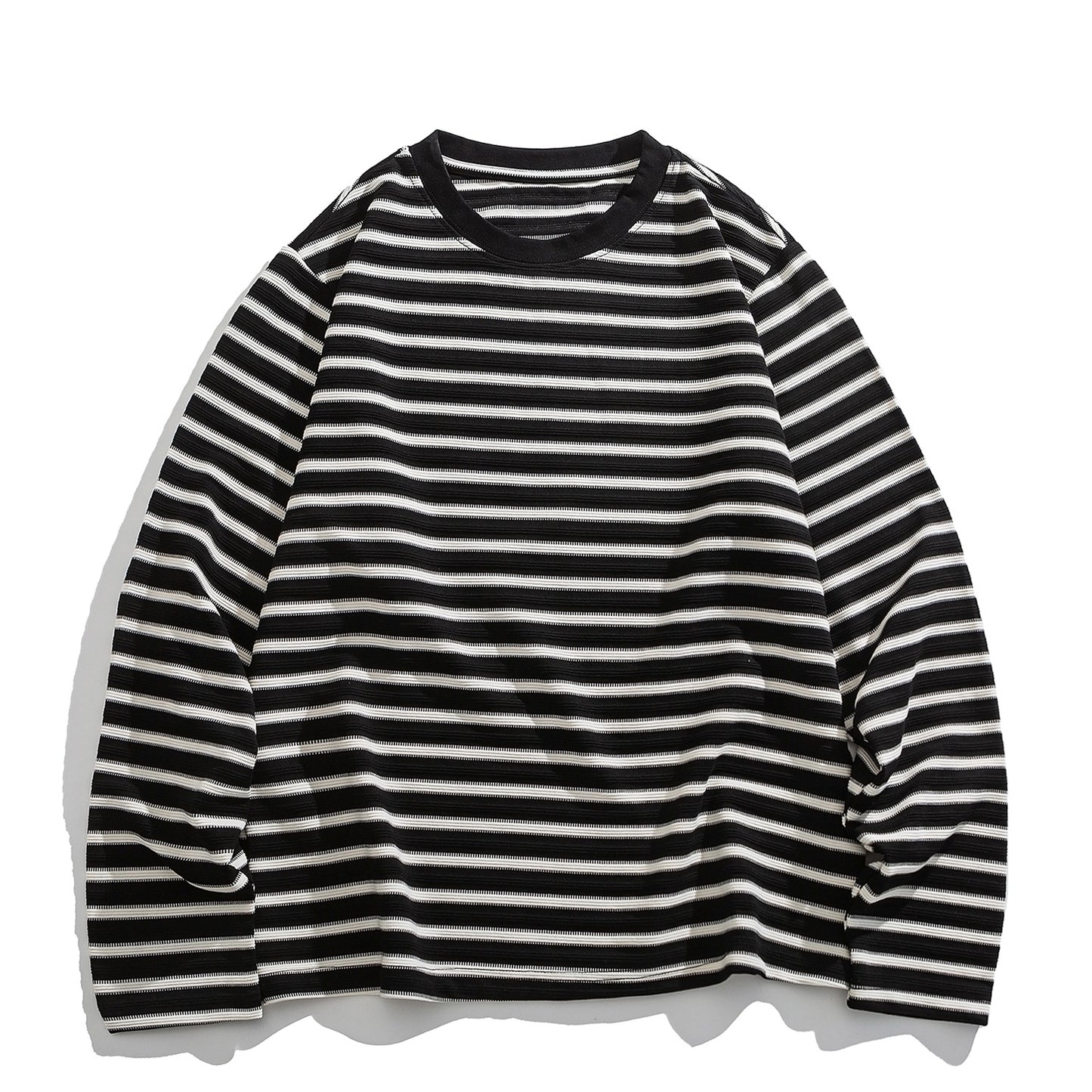 Japanese Vintage Textured Stripe Long-Sleeve T-Shirt – Relaxed Unisex Base Layer