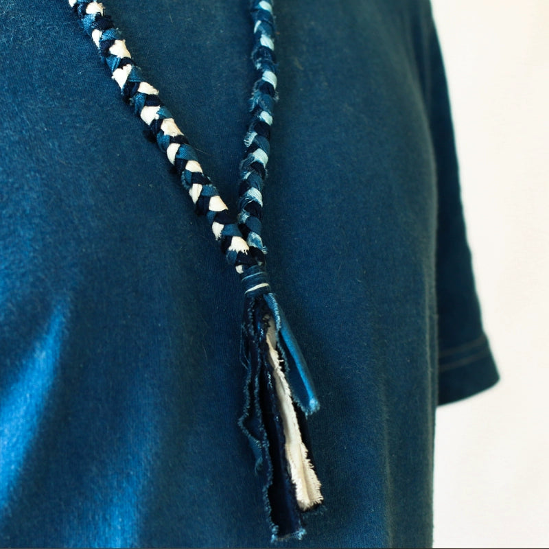 Plant blue dye Ami khaki necklace fabric pendant retro hand-woven