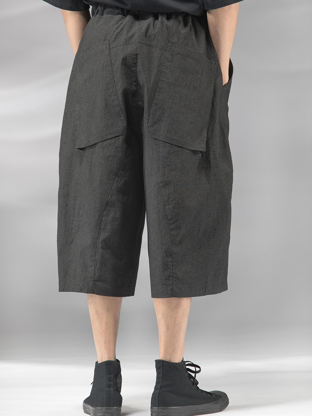 Original men's blended elastic waist open patch pocket loose cropped pants