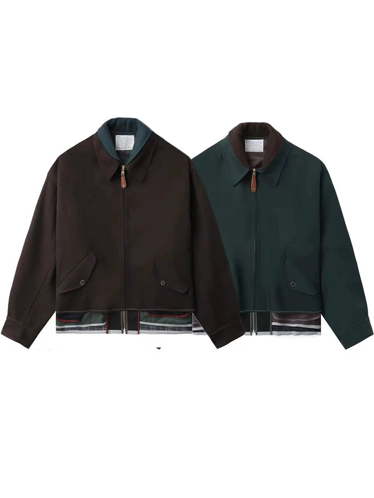 Japanese relaxed-fit layered-lapel wool tweed jacket