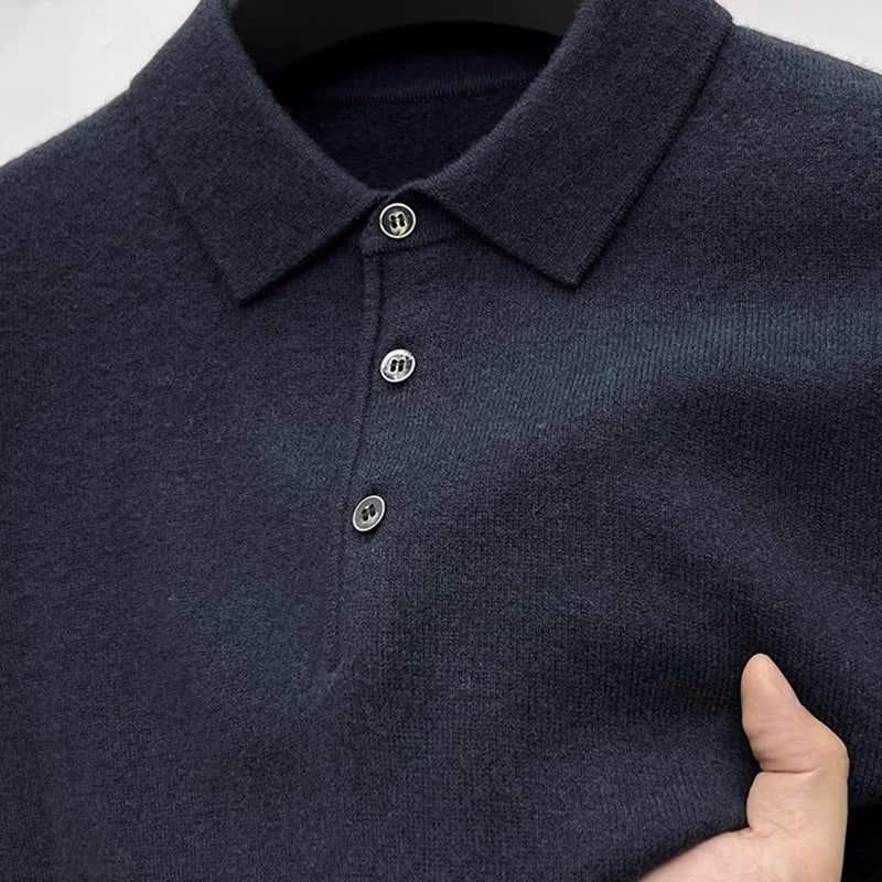 Selection of quality! High-end cashmere knitwear men's autumn and winter warm plus-size pullover lapel base sweater