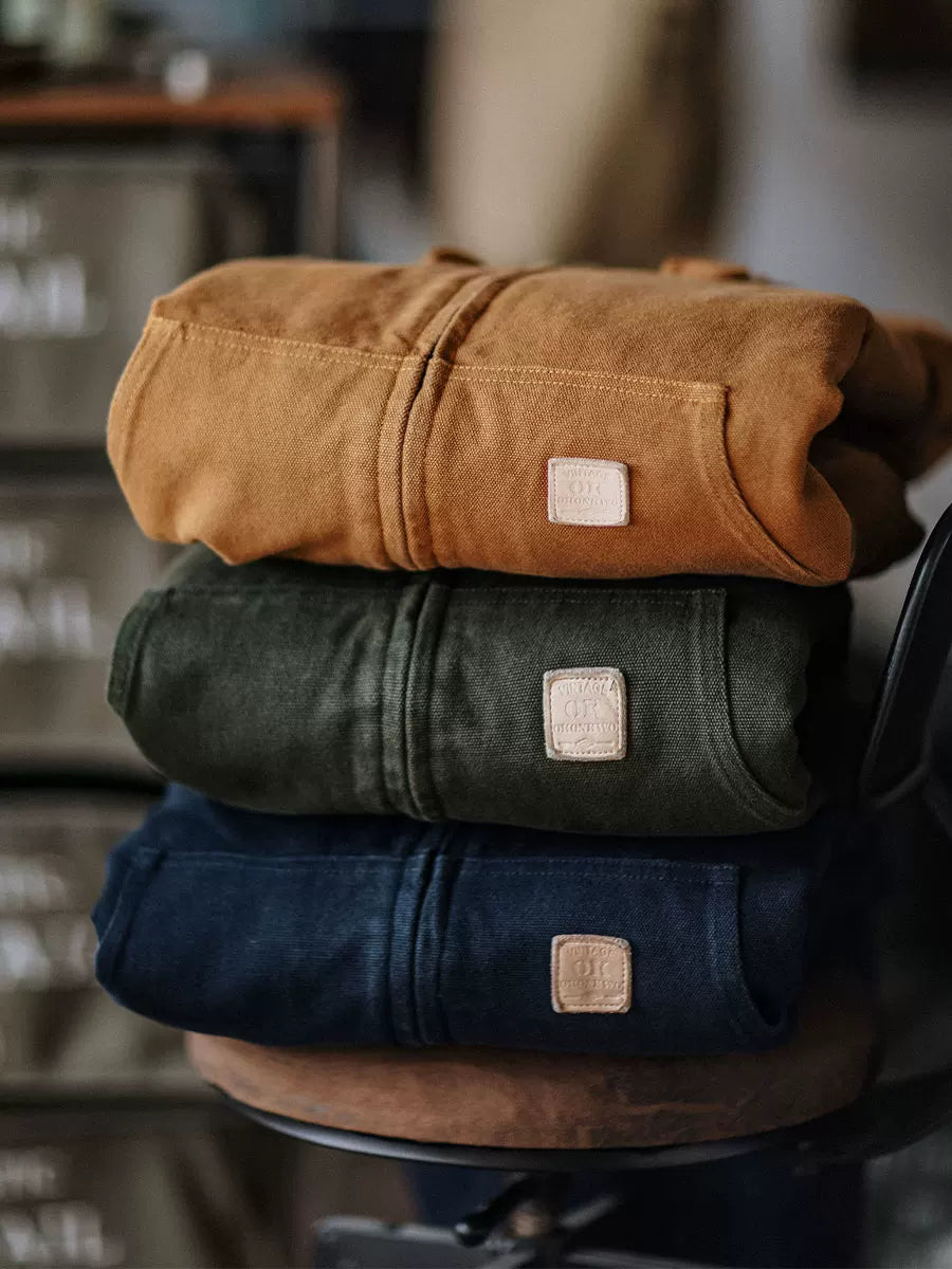 Indigo Heavy Wash Canvas Hooded Cargo Jacket – American Vintage Distressed Unisex – Coats Jackets | japanese streetwear | vintage workwear | unisex | Yamalinclothes