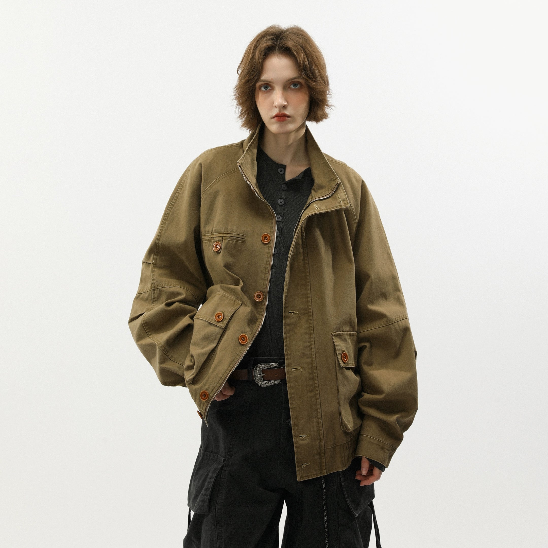 Vintage Bahn-Style Cargo Jacket – Worn Harrington Design (Unisex)