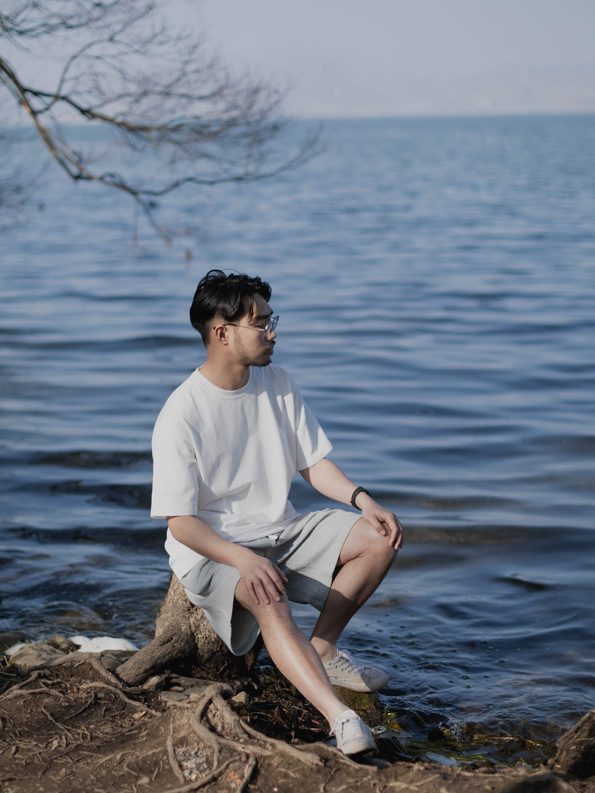 Japanese spring and summer new solid color 250g heavy short sleeve T-shirt men's cotton loose couple t-shirt