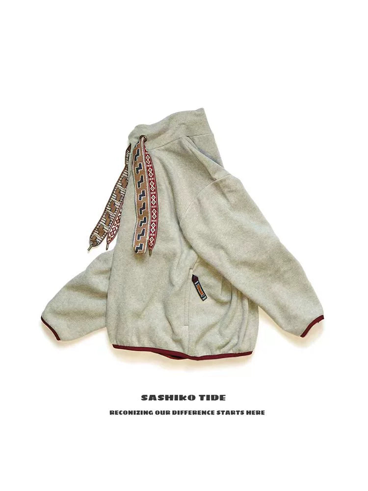 20AW Hirata Kazuhiro Japanese casual color streamer turtleneck fleece pullover sweater jacket