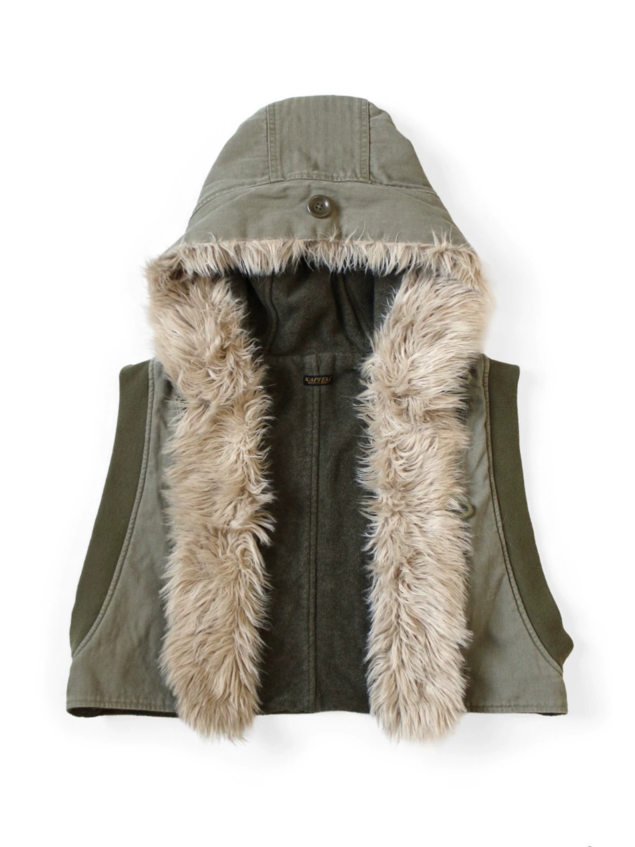 Kapital 25AW Japanese Warm Vest - Fur Collar Herringbone Hooded Casual Outerwear