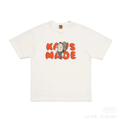 Japanese slub cotton heavy short sleeve t-shirt cartoon print summer short tee