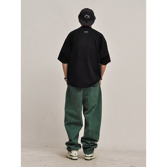 weigh 380 grams of cotton! A densely woven threaded crewneck! Summer high weight, short width, solid color short sleeve T-shirt
