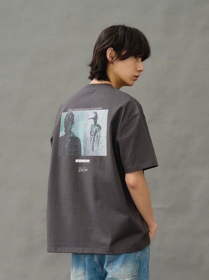 Artist joint limited edition short sleeve heavy round collar loose cool print T-shirt