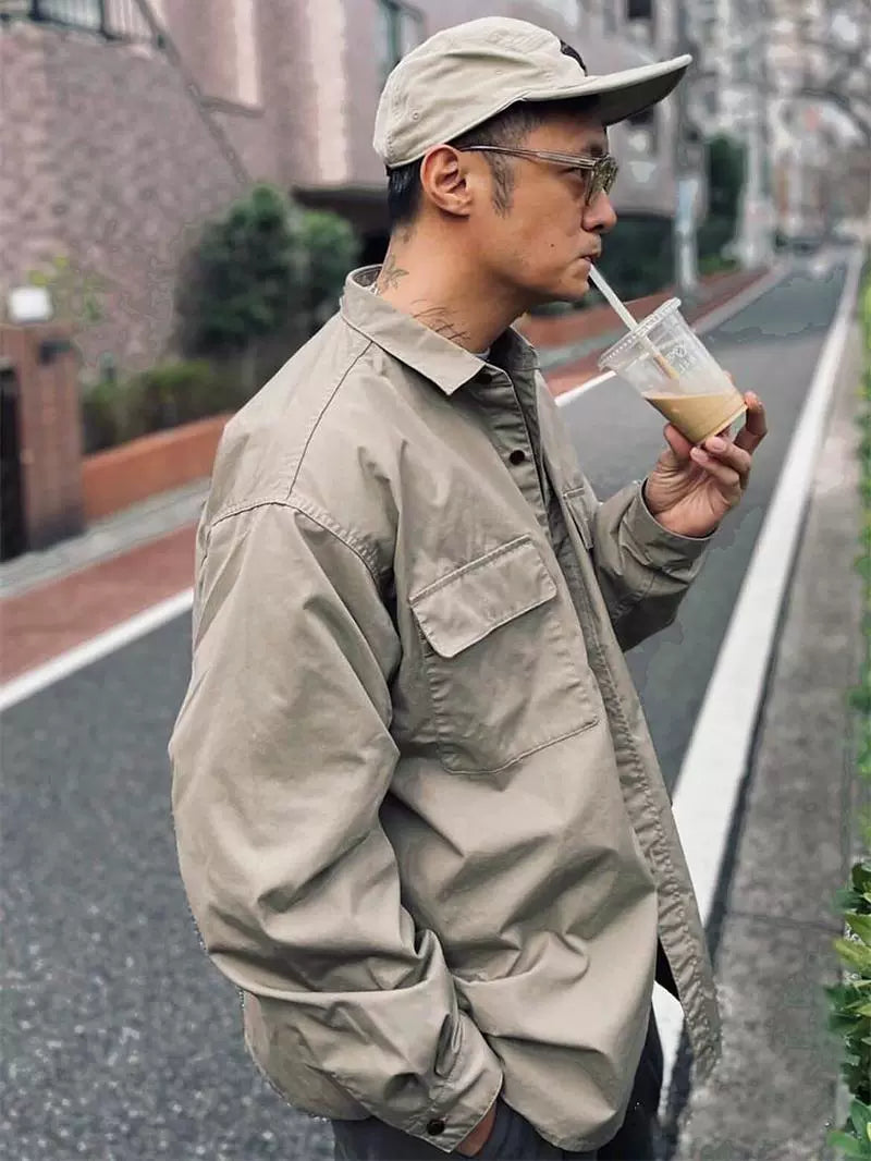 Loose casual multi-pocket work shirt jacket