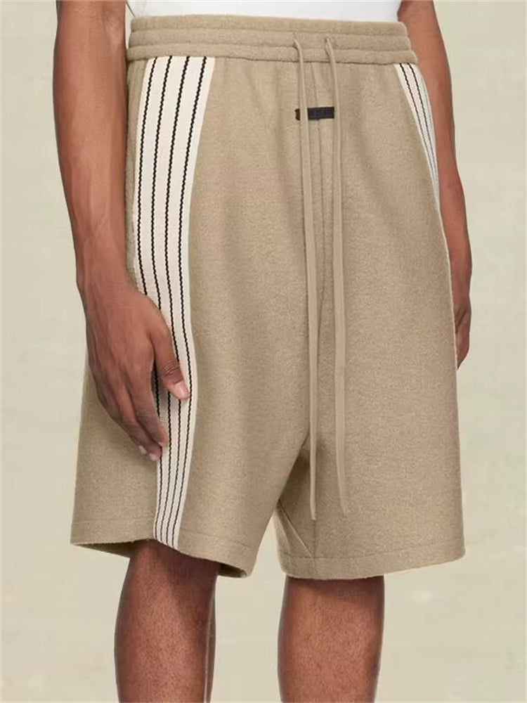 trendy brand ESSENTIALS American casual sports tweed drawstring loose striped shorts five-point pants men