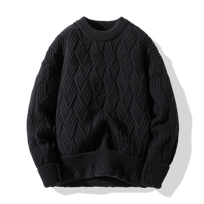 Chunky Twist Knit Sweater – Fleece-Lined Thickened Pullover Unisex Winter Knitwear – Japanese vintage | yamalin clothes | Yamalinclothes