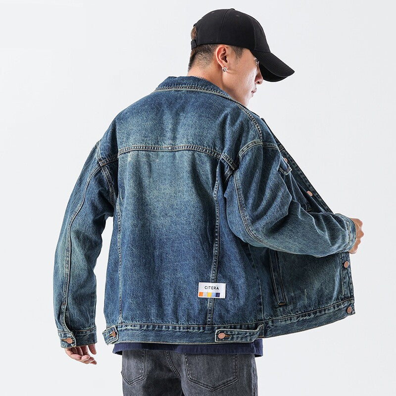 American Vintage Loose Denim Workwear Jacket – Men's Nostalgic Blue – Japanese vintage | yamalin clothes | Yamalinclothes