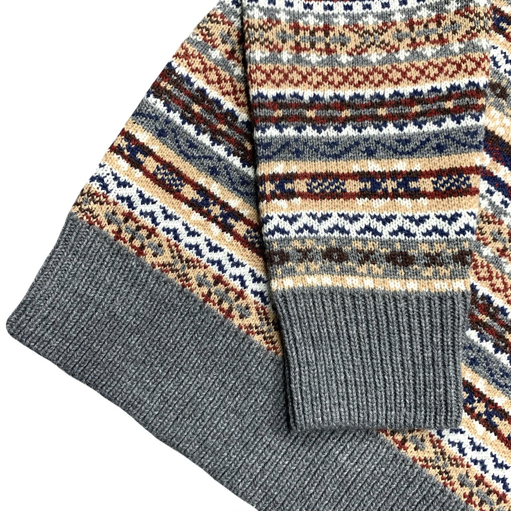 American vintagejacquard knit ethnic style pullover sweater
