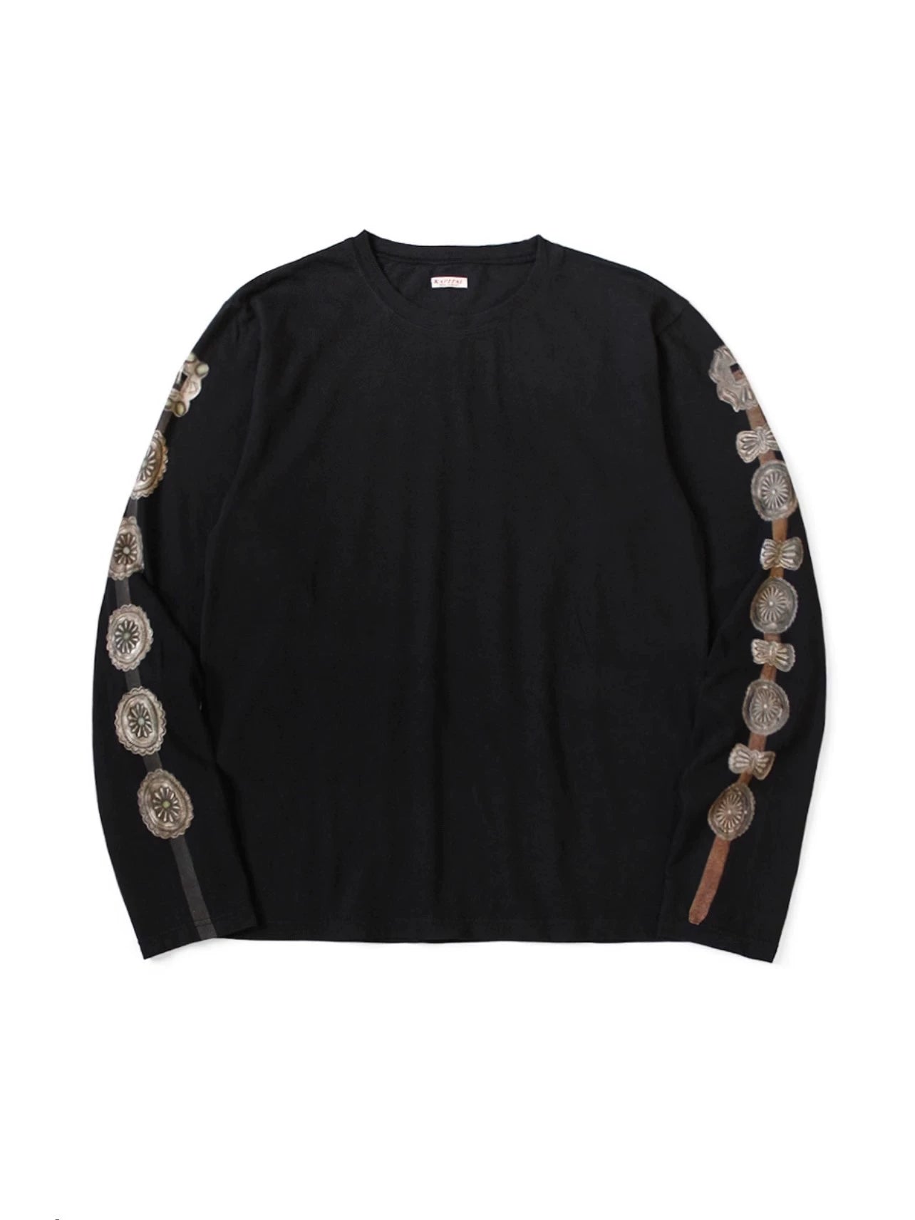 Kapital 25AW Japanese Casual Long Sleeve Tee - Jersey Cotton Belt Print Crew Neck Loose Top