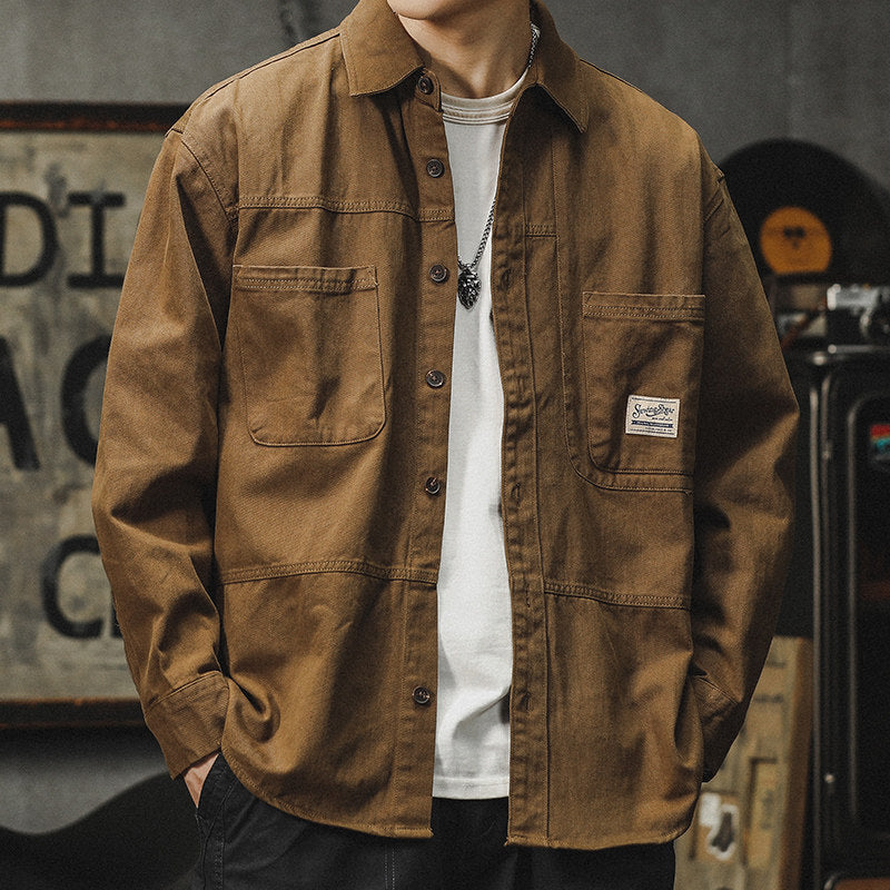 American cargo shirt jacket jacket men's 2026 fall/winter new loose Japanese retro casual long-sleeved shirt | Japanese vintage | yamalin clothes | Yamalinclothes