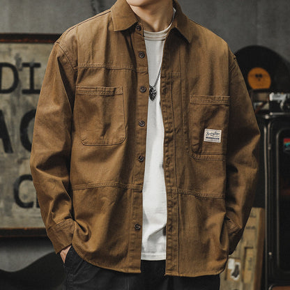 American cargo shirt jacket jacket men's 2026 fall/winter new loose Japanese retro casual long-sleeved shirt | Japanese vintage | yamalin clothes | Yamalinclothes