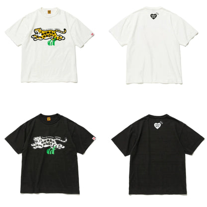 Japanese animal cartoon print 280g cotton short sleeve T-shirt loose round collar cute