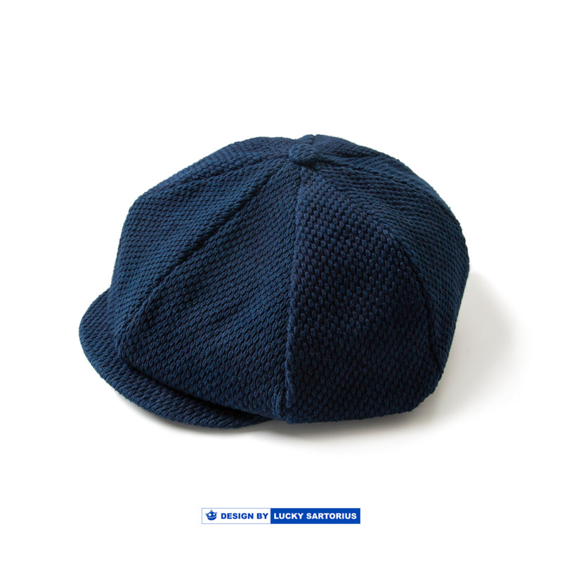 Plant blue dyed octagonal hat 550g Kendo fabric Japanese retro newsboy hat