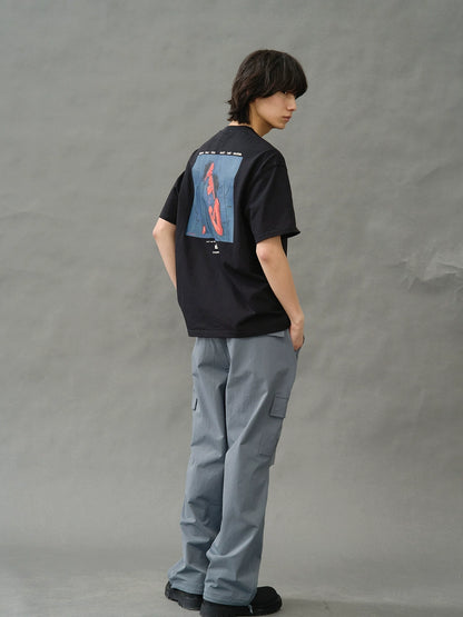 Artist limited illustration print round collar short sleeve summer loose slightly shoulder T-shirt